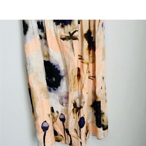 Karina Grimaldi Devi Skirt Linen Peach Monet Size Large NWT $268 - Picture 4 of 7